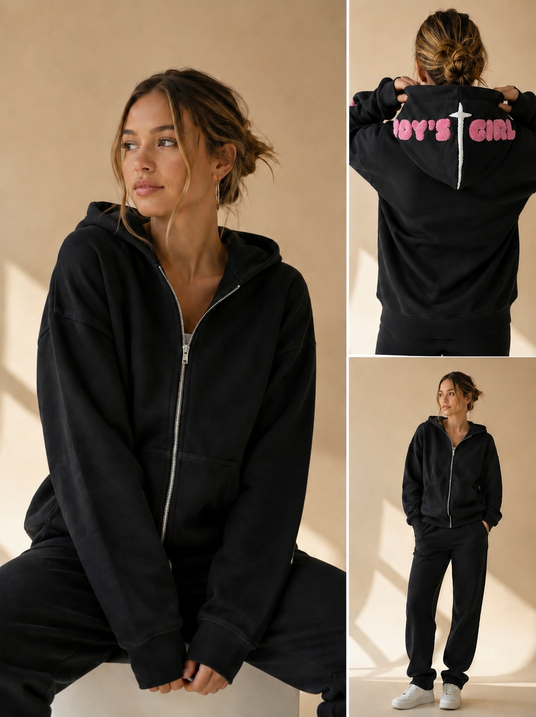 "Daddy's Girl" Embroidery Zipper Hoodie